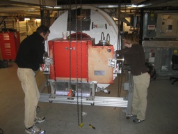 Bill & Liz lifting SPT cryostat